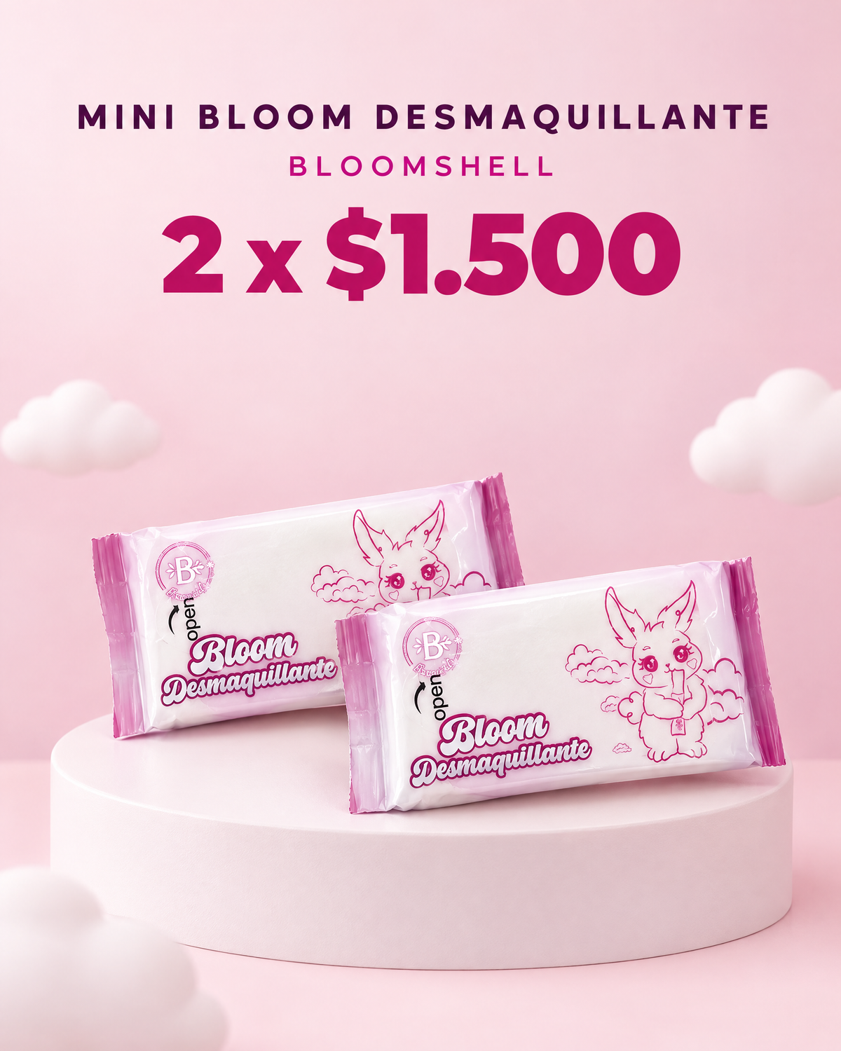 Mini Toallitas Bloom Desmaquillante Bloomshell